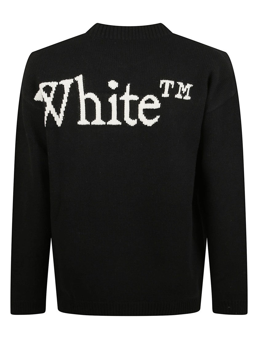 Off-White Crewneck Sweater With Logo Intarsia