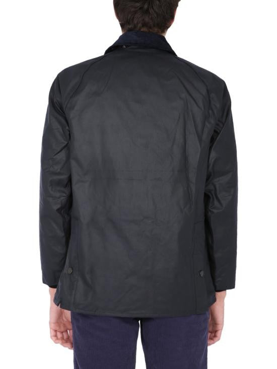 Barbour Black Waxed Cotton Barbour Jacket With Corduroy Collar