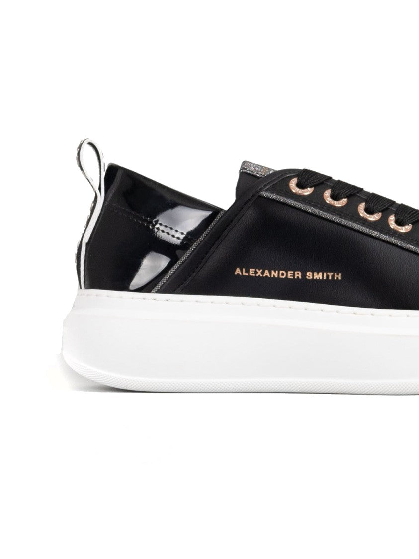 Alexander Smith Glossy Black Cow Leather Trainers
