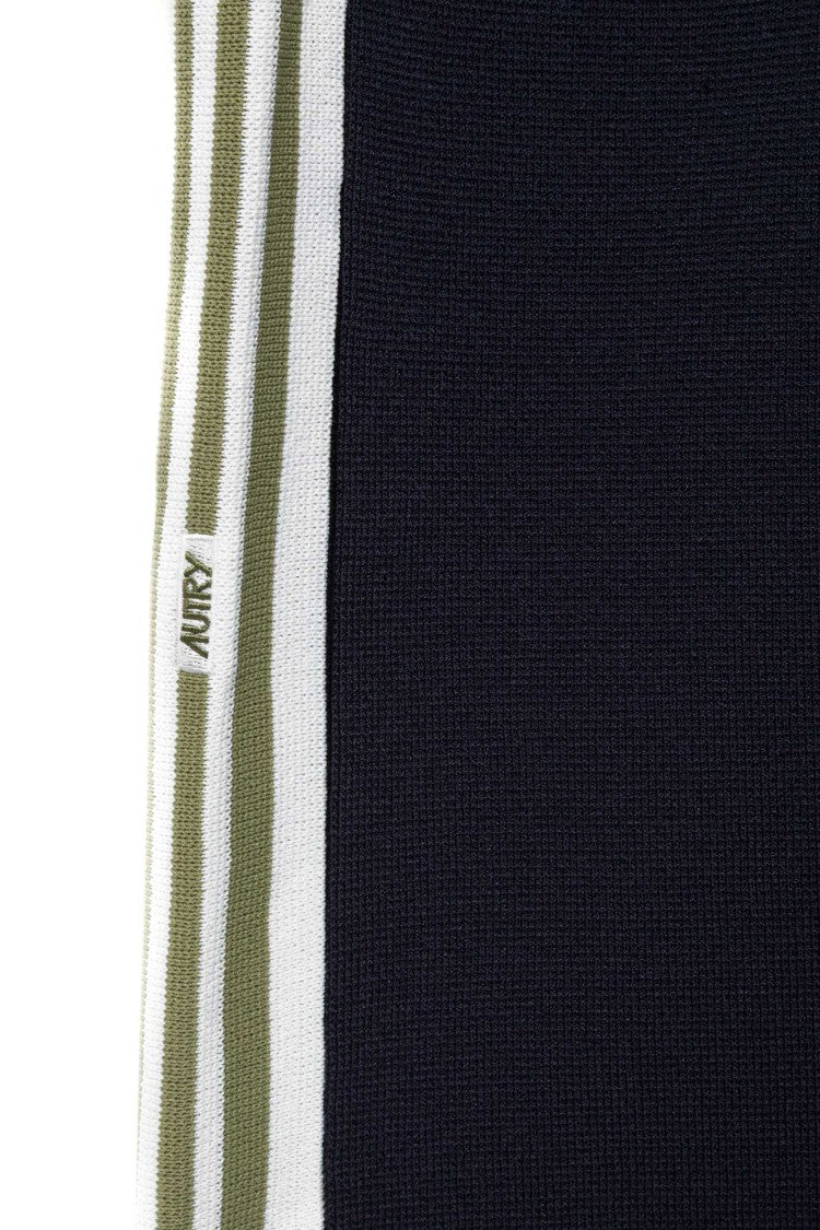 Autry Blue Viscose-Nylon Band Details Sweatpants