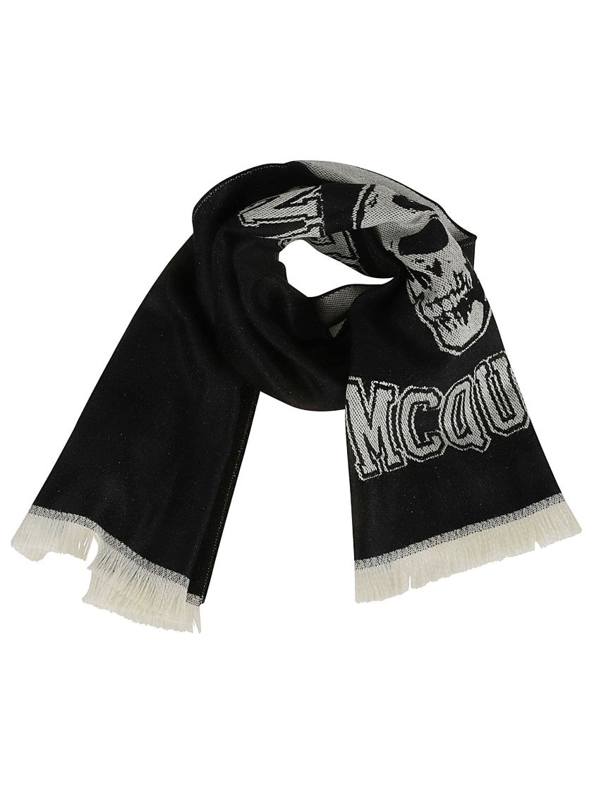 Alexander Mcqueen Black Wool Scarf