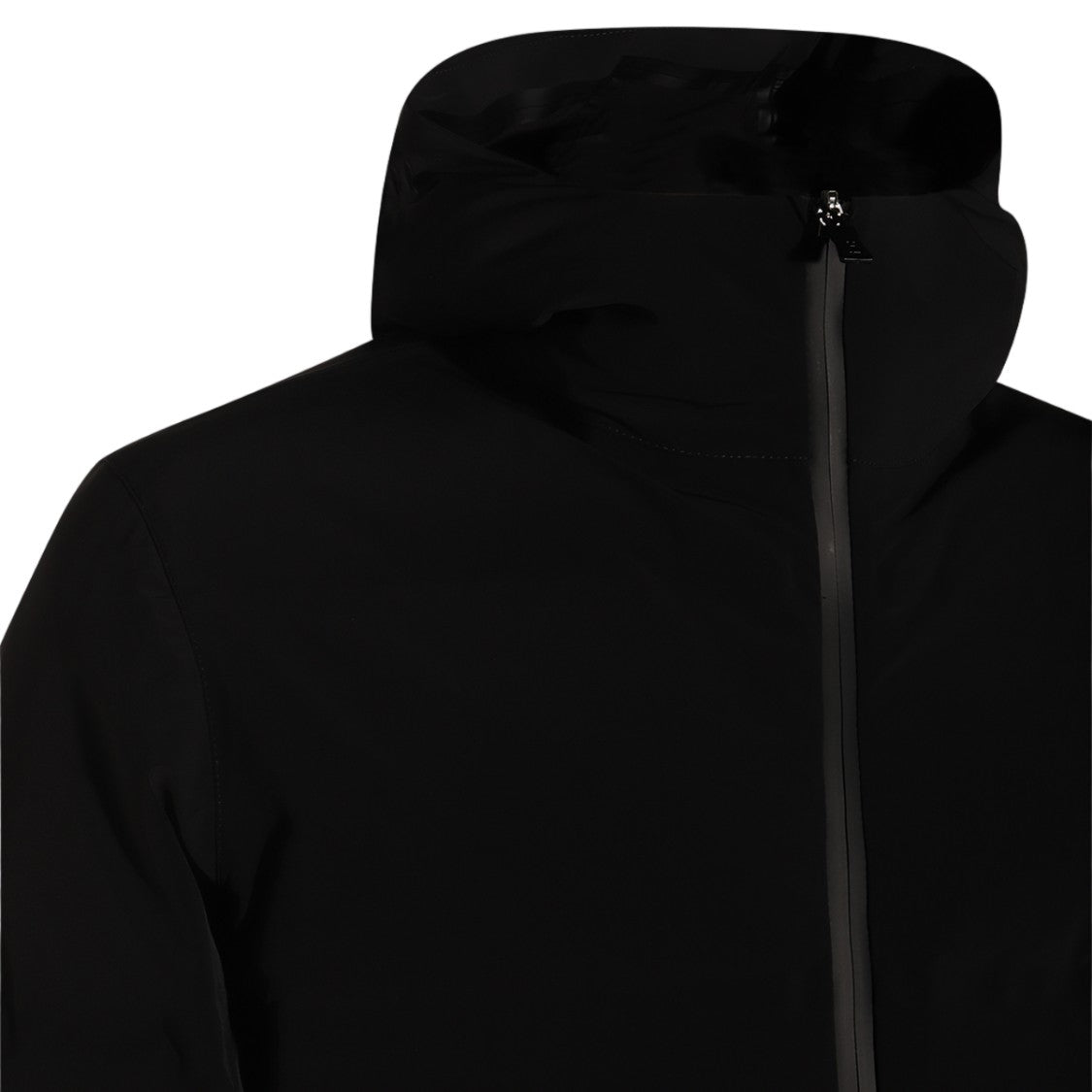 Herno Black Hooded Zip Coat