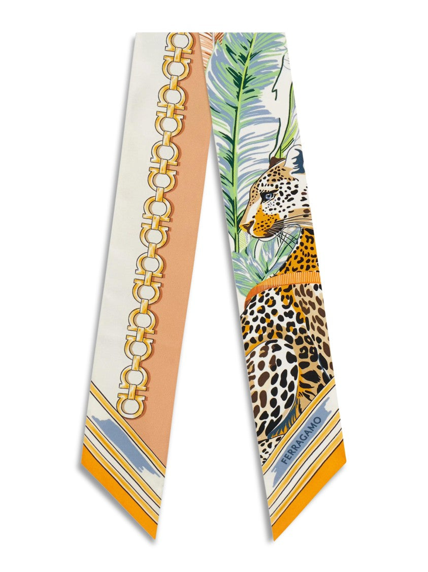 Ferragamo Mb Felindra Leopard Tropical Print Silk Scarf