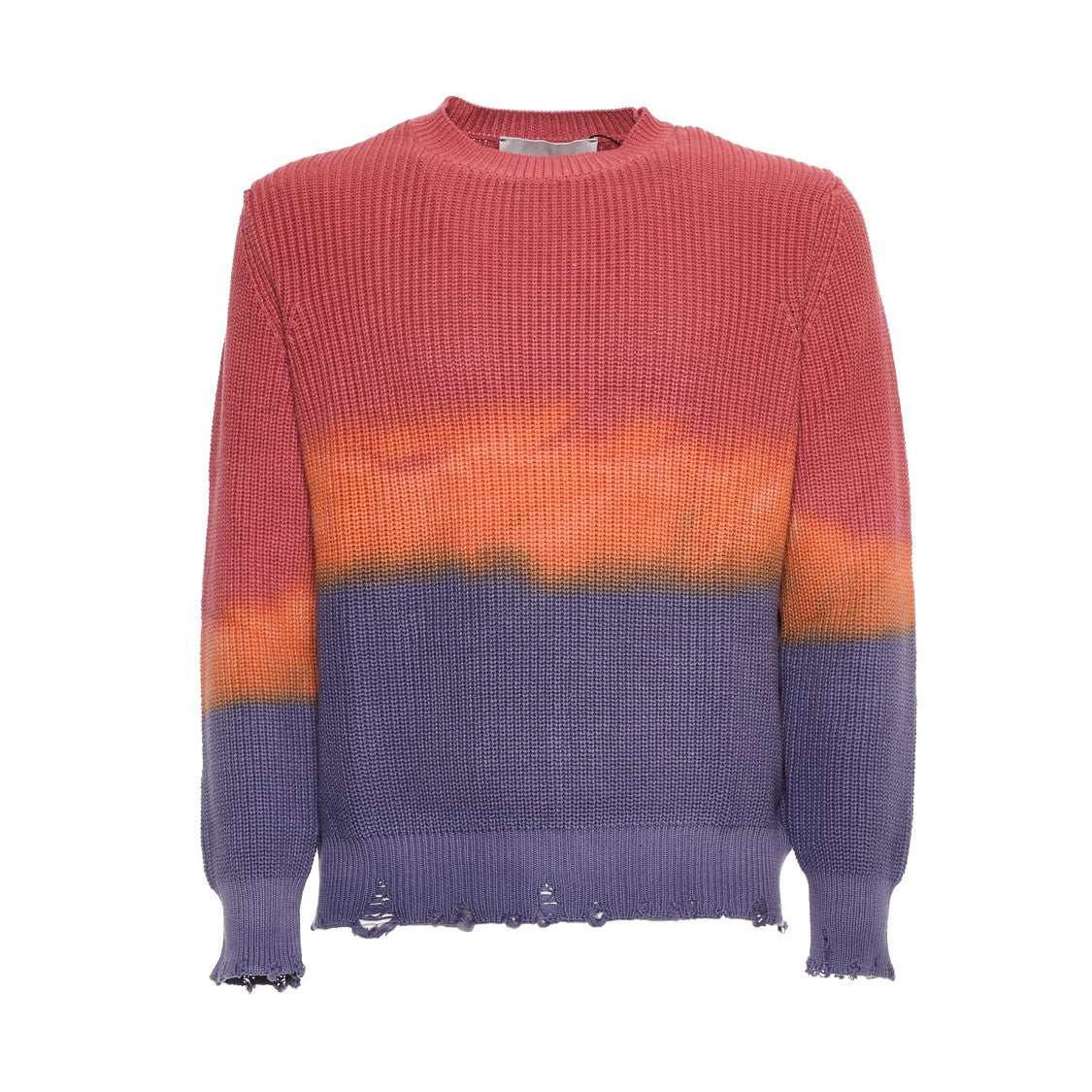 Amaranto Crew-Neck Sweater With Unique Dégradé Effect
