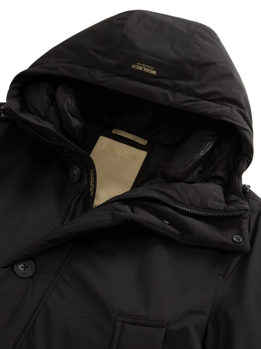 Woolrich Padded Black Parka With High Collar