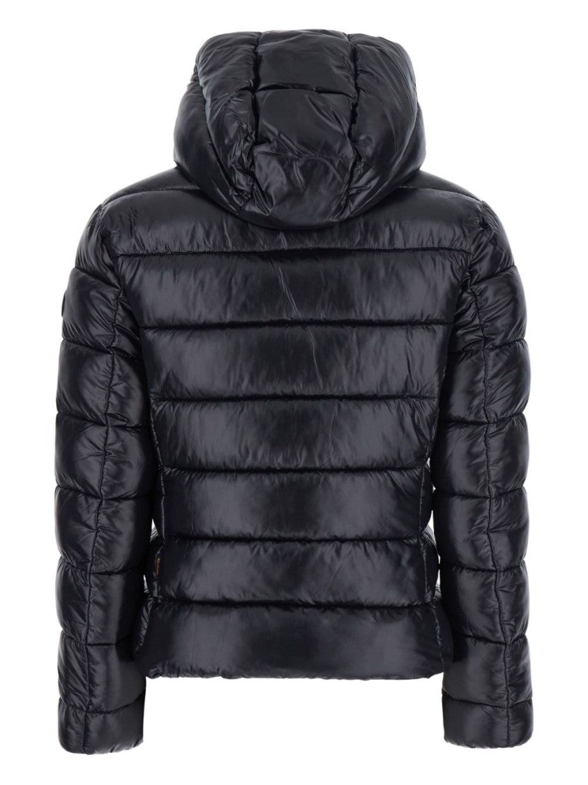 Save The Duck Cropped Black Puffer Jacket With High Collar