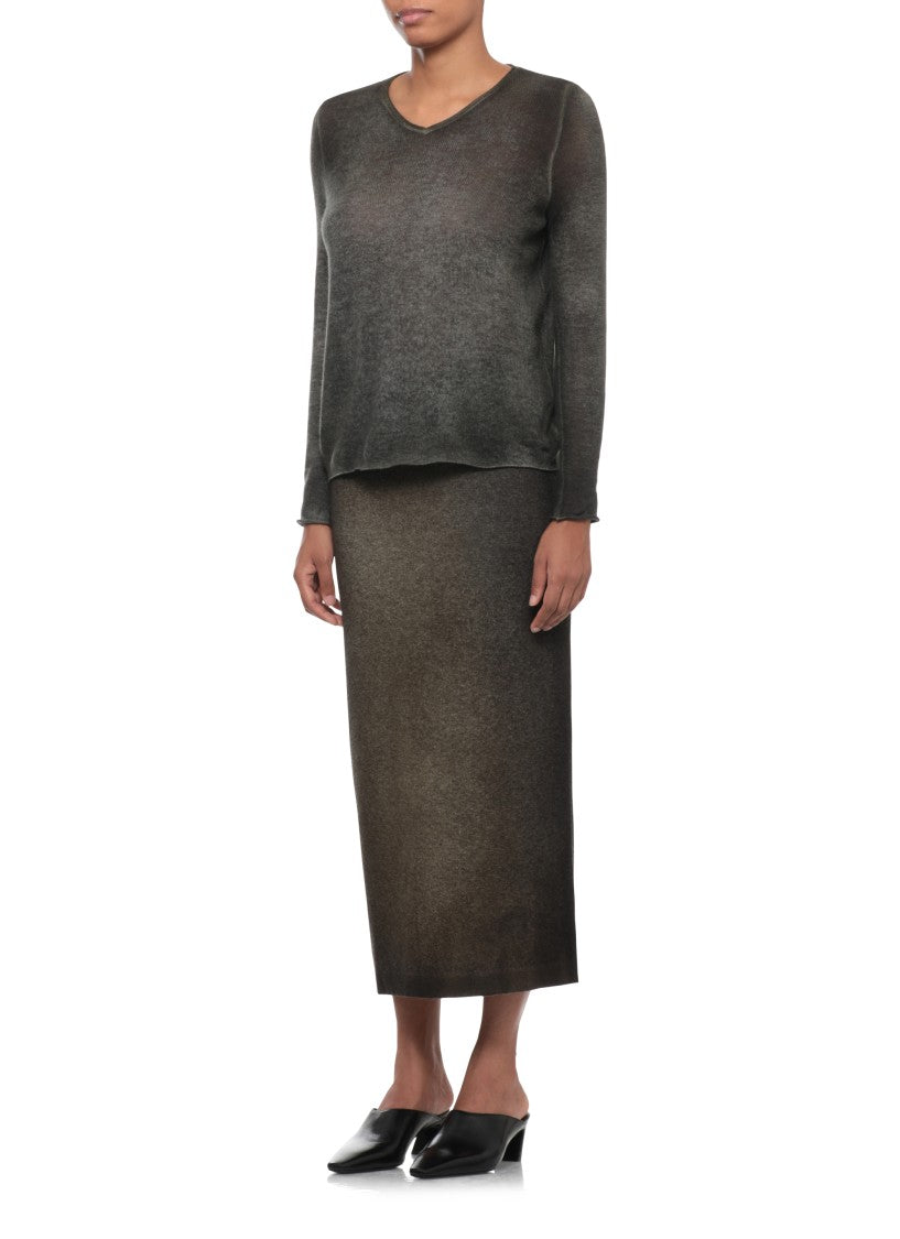 Avant Toi Green Seamless Edge Cashmere Sweater