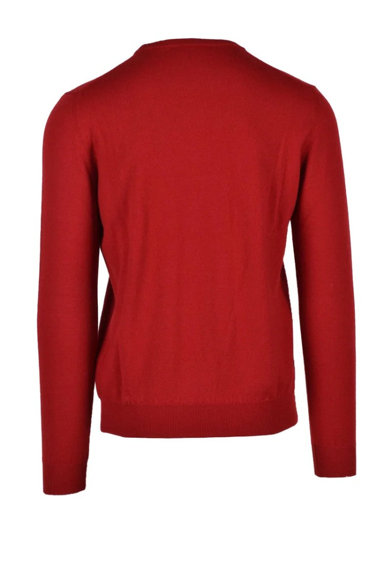 Fama Red Crewneck Merino Wool Sweater