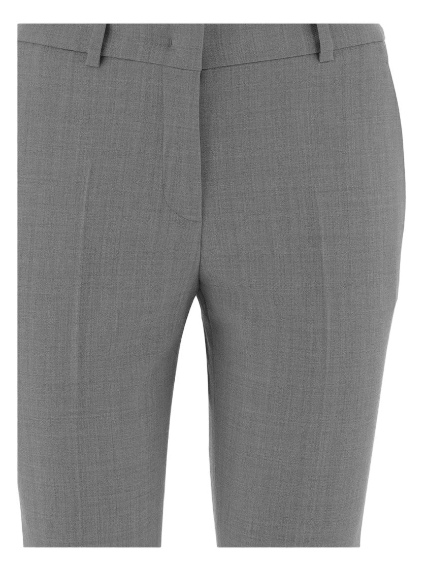 Ql2 Light Gray Tailored Stretch Wool Straight-Leg Pants