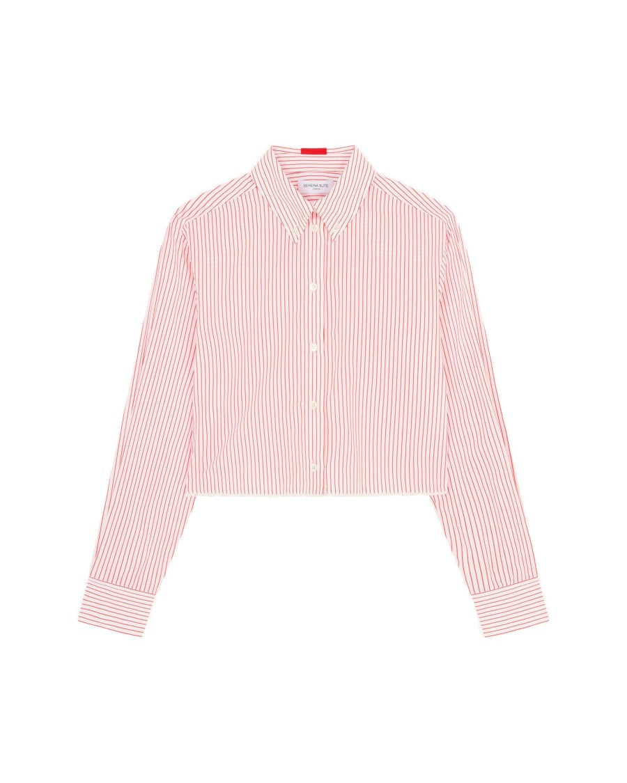 Serena Bute Striped Cropped Shirt - Red/White