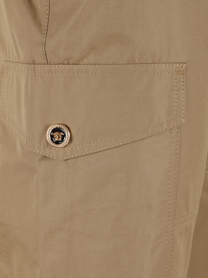Versace Panelled Cargo Trousers With Topstitching Detail