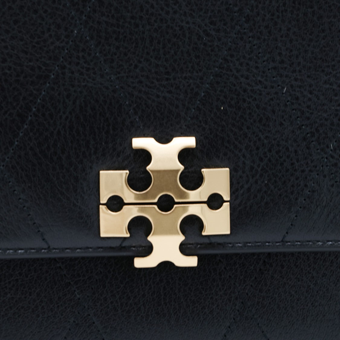 Tory Burch Quilted Black Handbag With Gold-Tone Logo Clasp