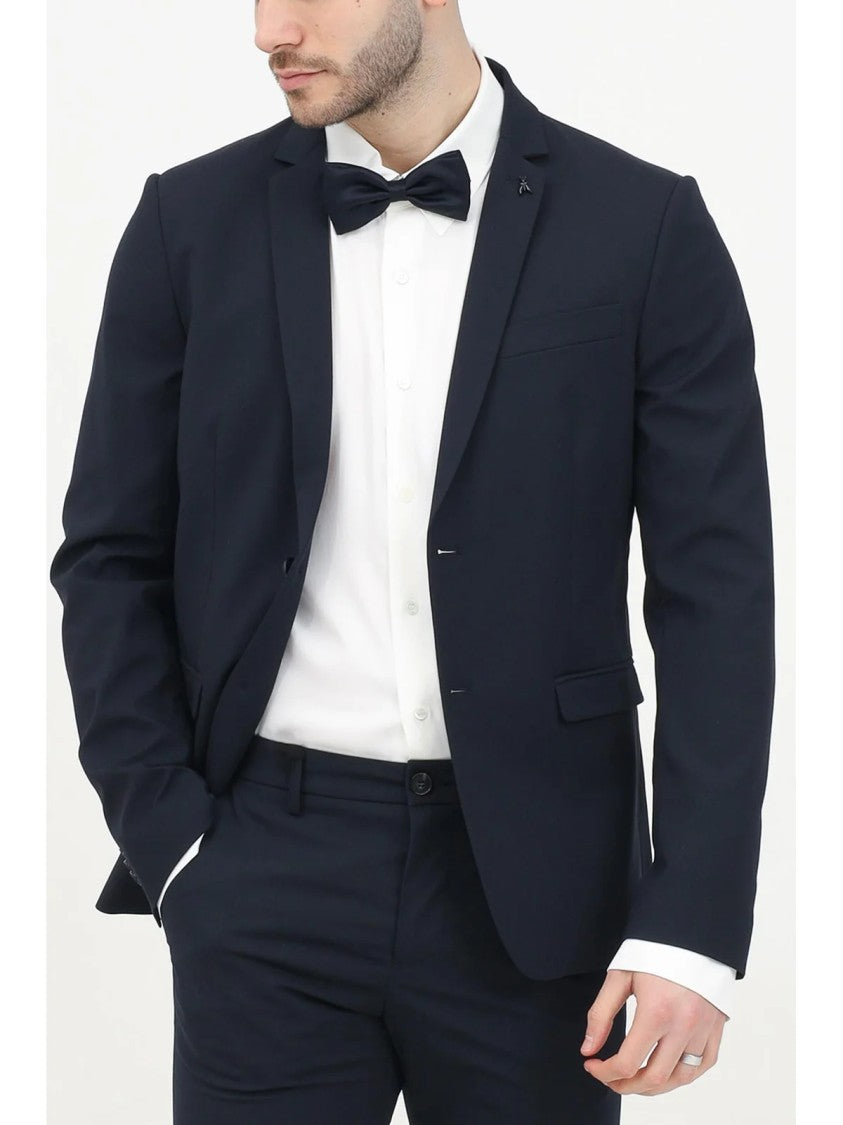 Patrizia Pepe Blue Fitted Two-Button Viscose-Blend Blazer