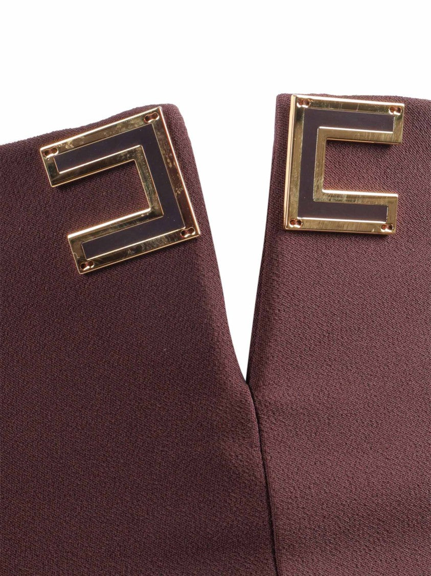 Elisabetta Franchi High Waist V Notch Straight-Leg Pants