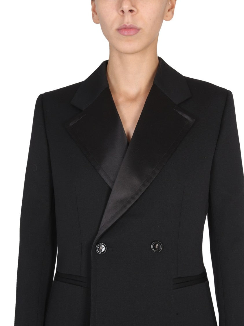 Bottega Veneta Wool Jacket With Satin Chintz Lapels