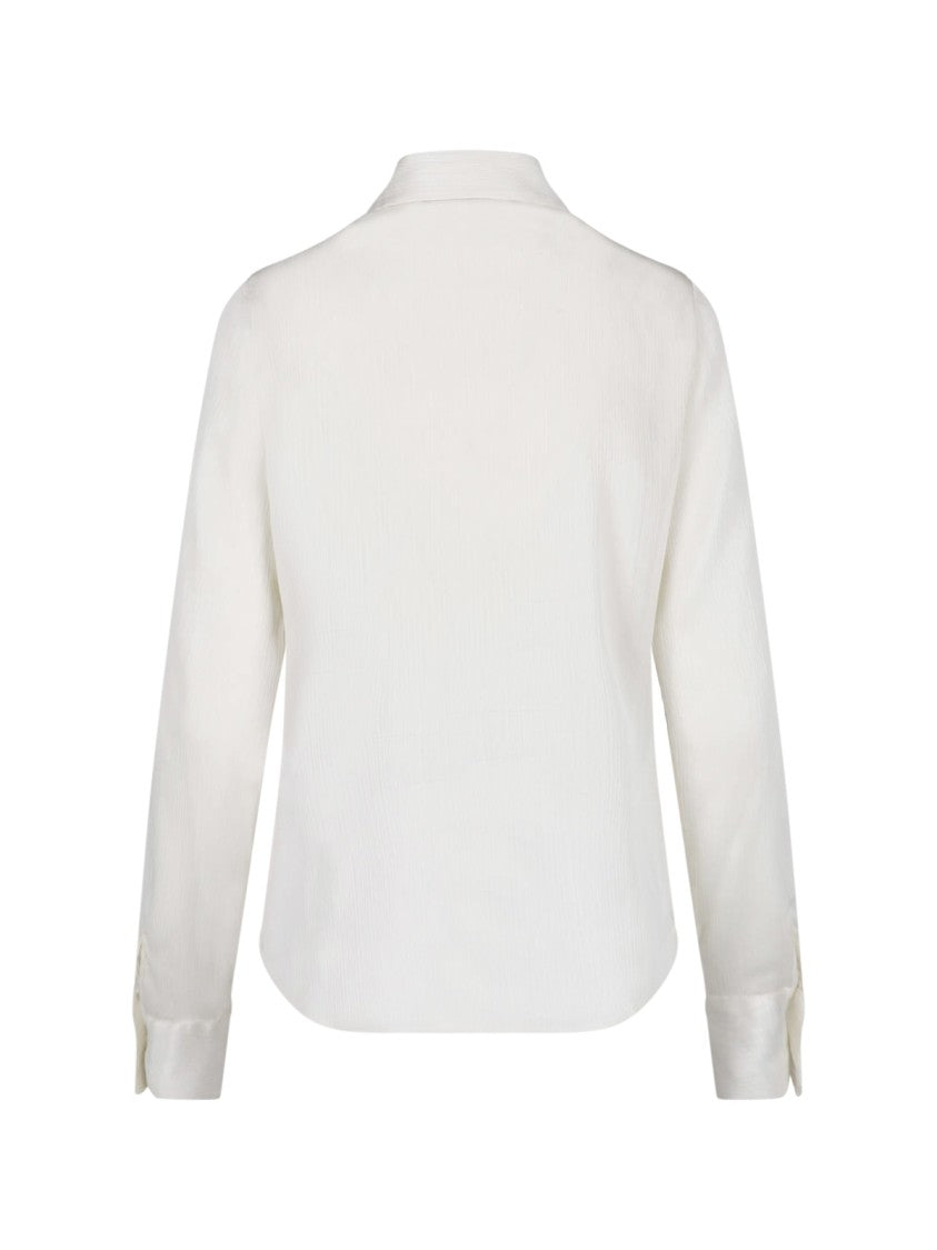 Dondup White Chiffon Hidden Button Shirt