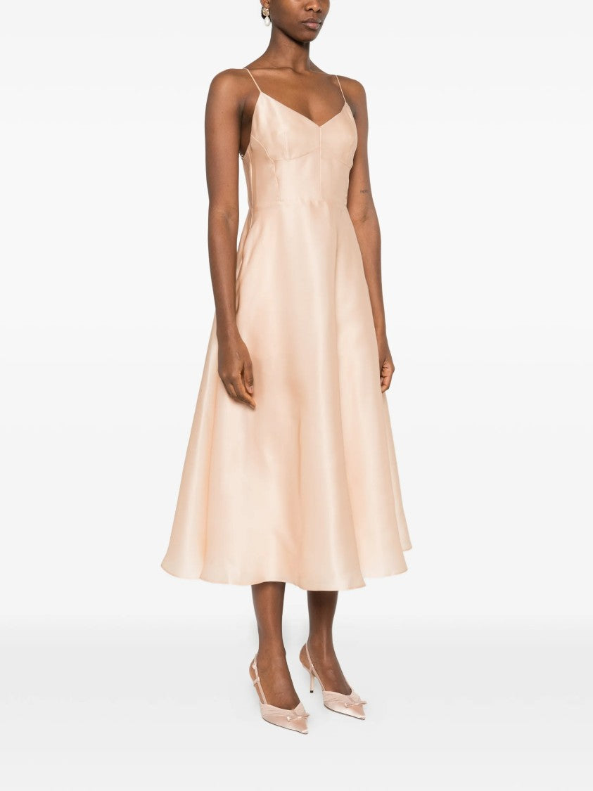 Alberta Ferretti Light Peach Abito Midi Silk Dress