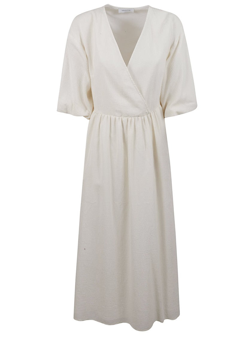 Fabiana Filippi Wrap Midi Dress With Puffed Sleeves