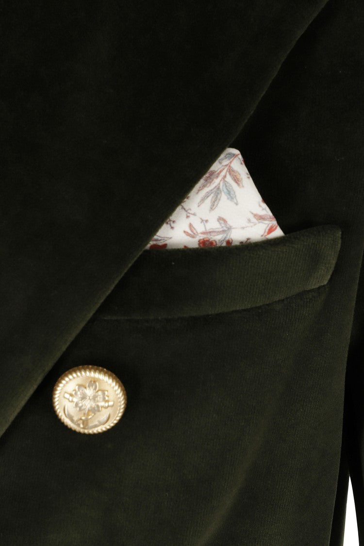Circolo 1901 Green Double-Breasted Velvet Gold Button Jacket