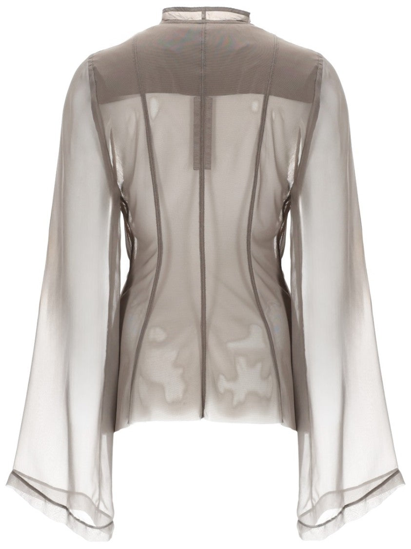 Rick Owens Neutrals Stag Sheer Asymmetrical Silk Jacket