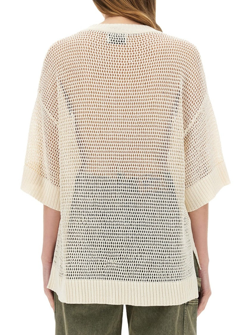 Moschino Mesh Knit Top With Logo