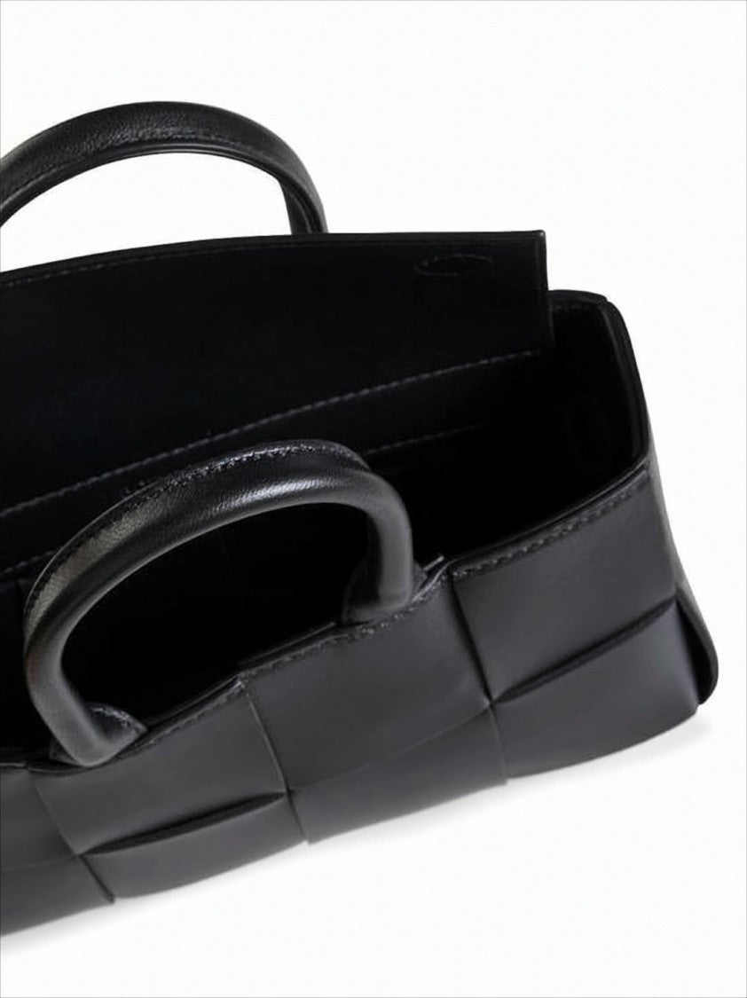 Bottega Veneta Rectangular Woven Black Lambskin Tote Bag