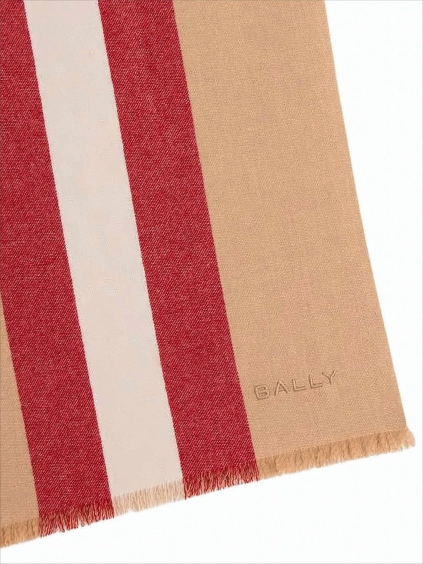 Bally Striped Merino Wool Scarf With Fringe Detail
