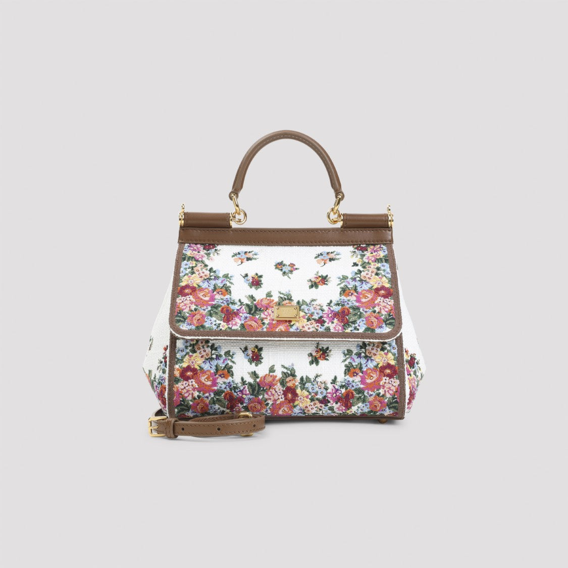 Dolce & Gabbana Multicolor Floral Handbag With Structured Design
