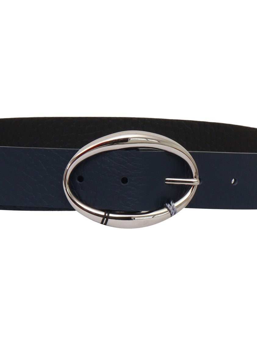 Claudio Orciani Calf Leather Belt With Polished Oval Buckle