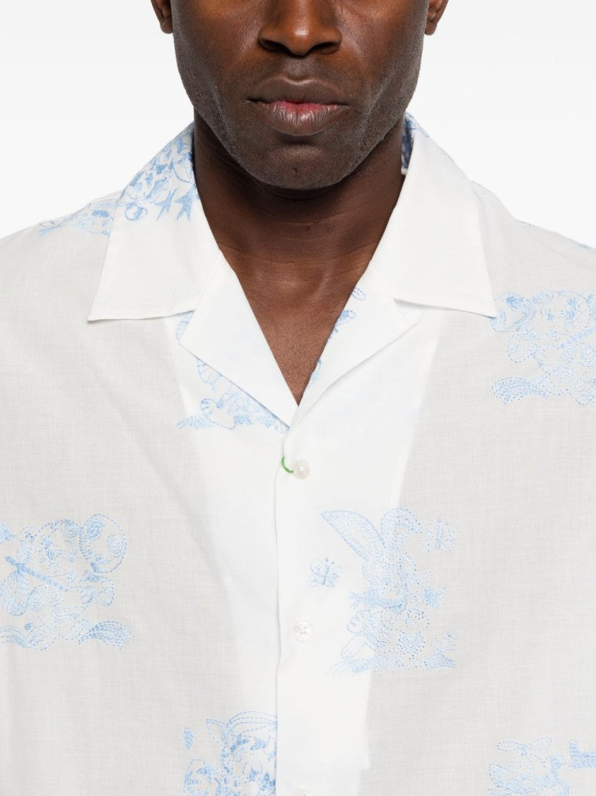 Kenzo White Silk And Nylon Button Shirt