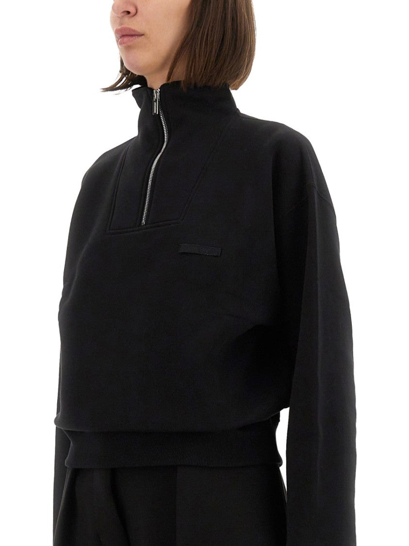 Jacquemus Grosgrain Sweatshirt With Turtleneck And Half-Zip Closure