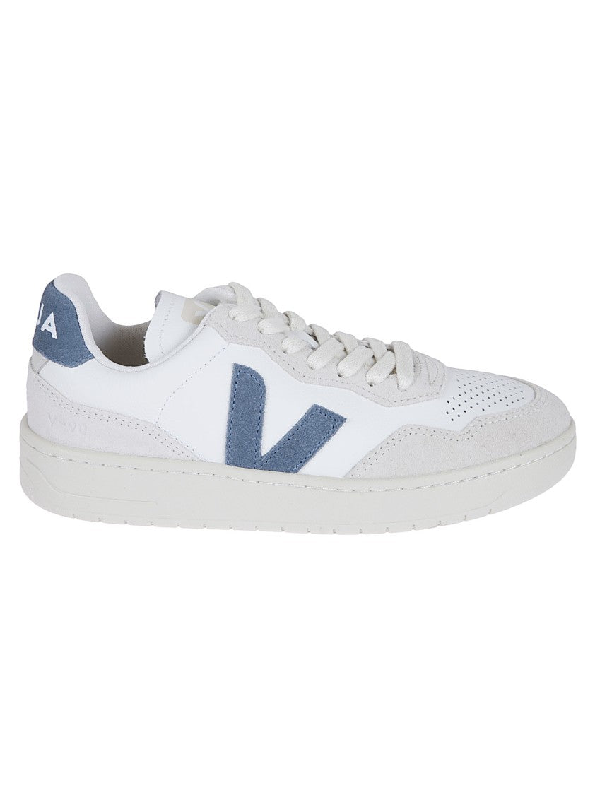 Veja Perforated White Leather Low-Top Sneakers With Suede Inserts