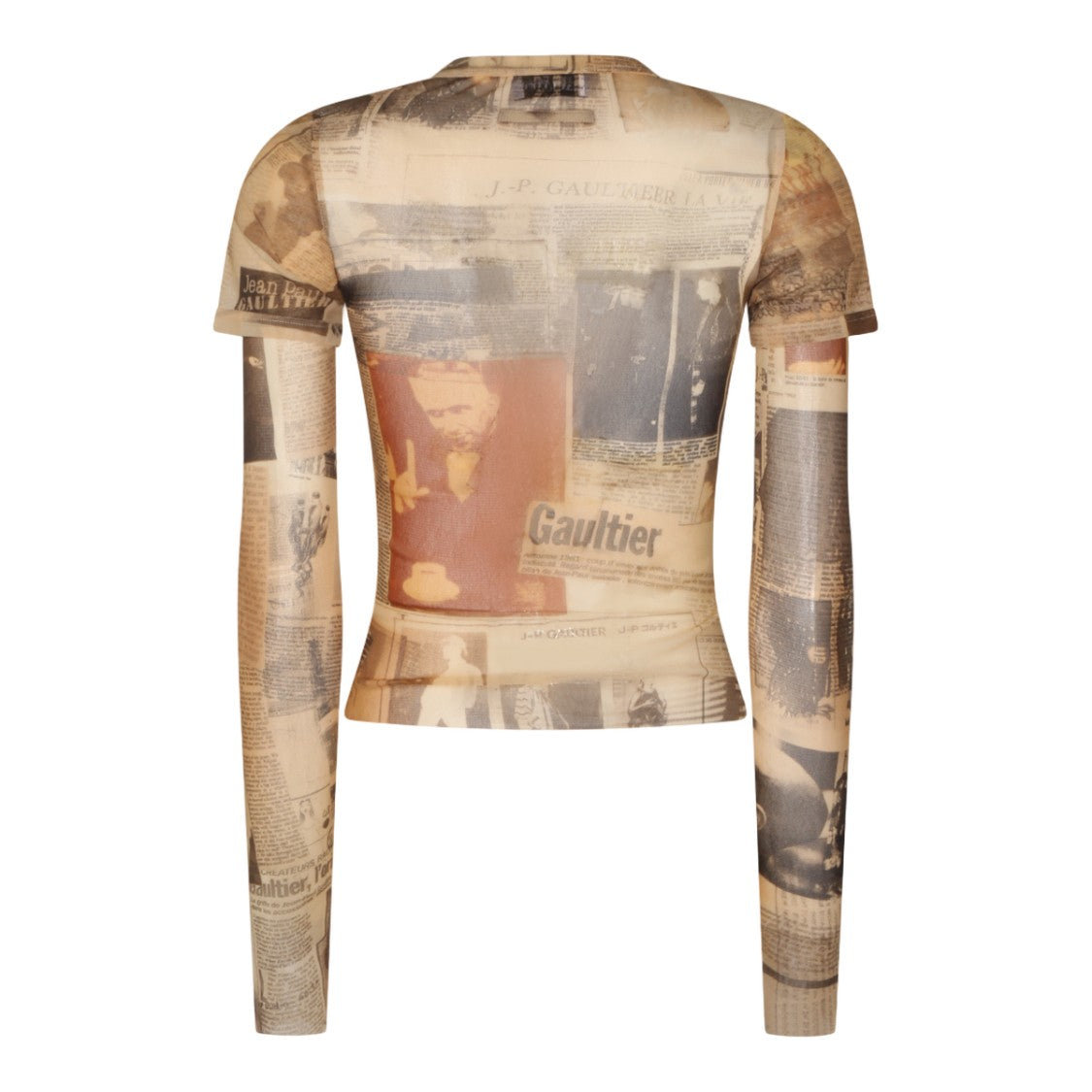 Jean Paul Gaultier Fitted Newspaper Print Long-Sleeved Top