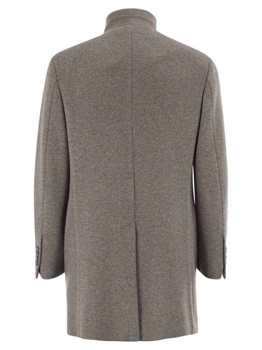Fay Tailored Grey Wool Blend Coat