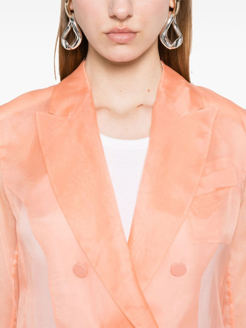 Max Mara Double-Breasted Coral Pink Jacket With Tailored Silhouette