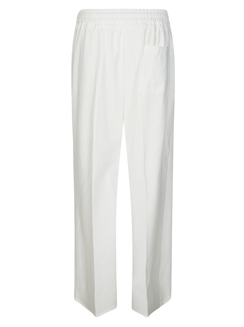 Berwich White Elastic Waist Wide-Leg Trousers