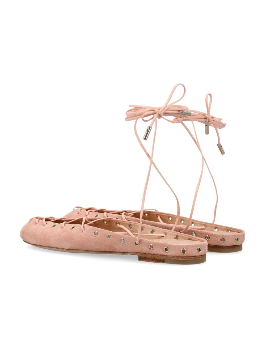 Chloé Peachy Pink Ghillies Ballerinas With Corset-Inspired Lacing