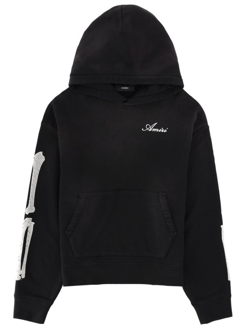 Amiri Black Bones White Bone Graphic Cotton Hoodie