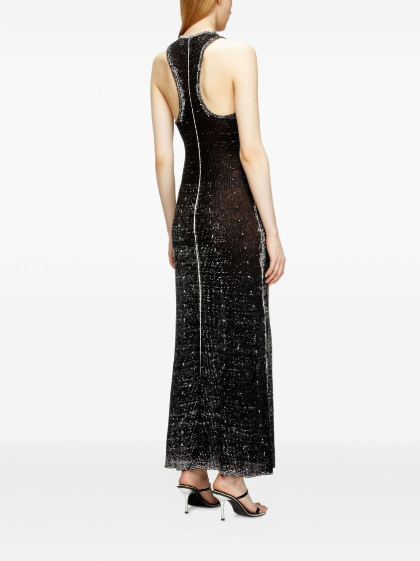 Diesel Sleeveless Textured Maxi Dress With Fitted Silhouette
