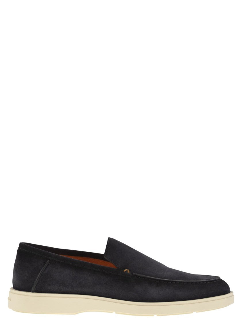 Santoni Suede Moccasin With Contrast Detailing