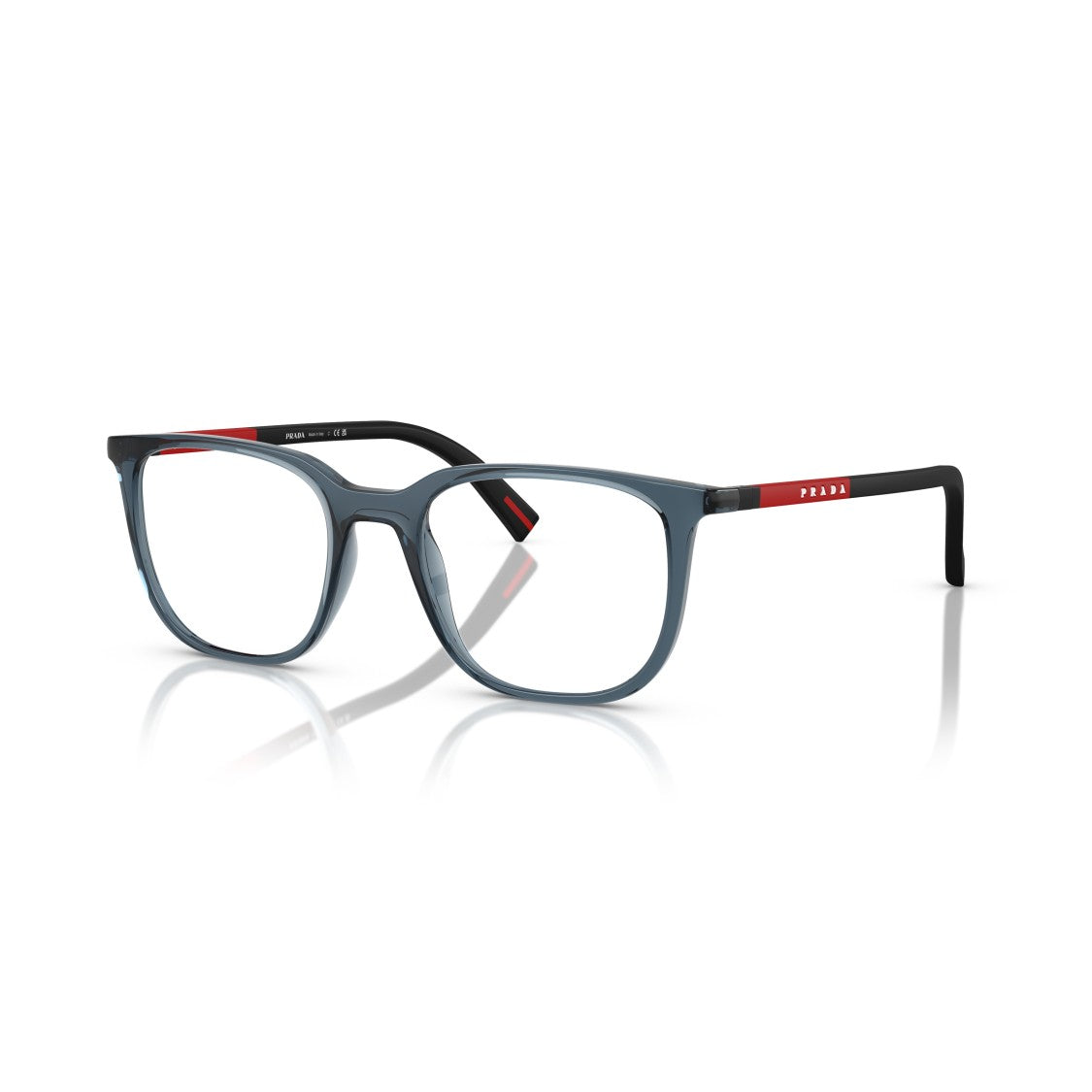 Prada Linea Rossa 0Ps 04Rv Translucent Smoky Blue Square Frame Eyeglasses