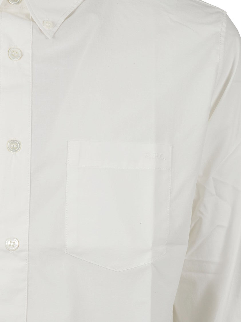 A.P.C. Long-Sleeved White Cotton Shirt
