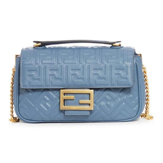 Fendi Geometric Patterned Lambskin Shoulder Bag With Gold-Tone Clasp