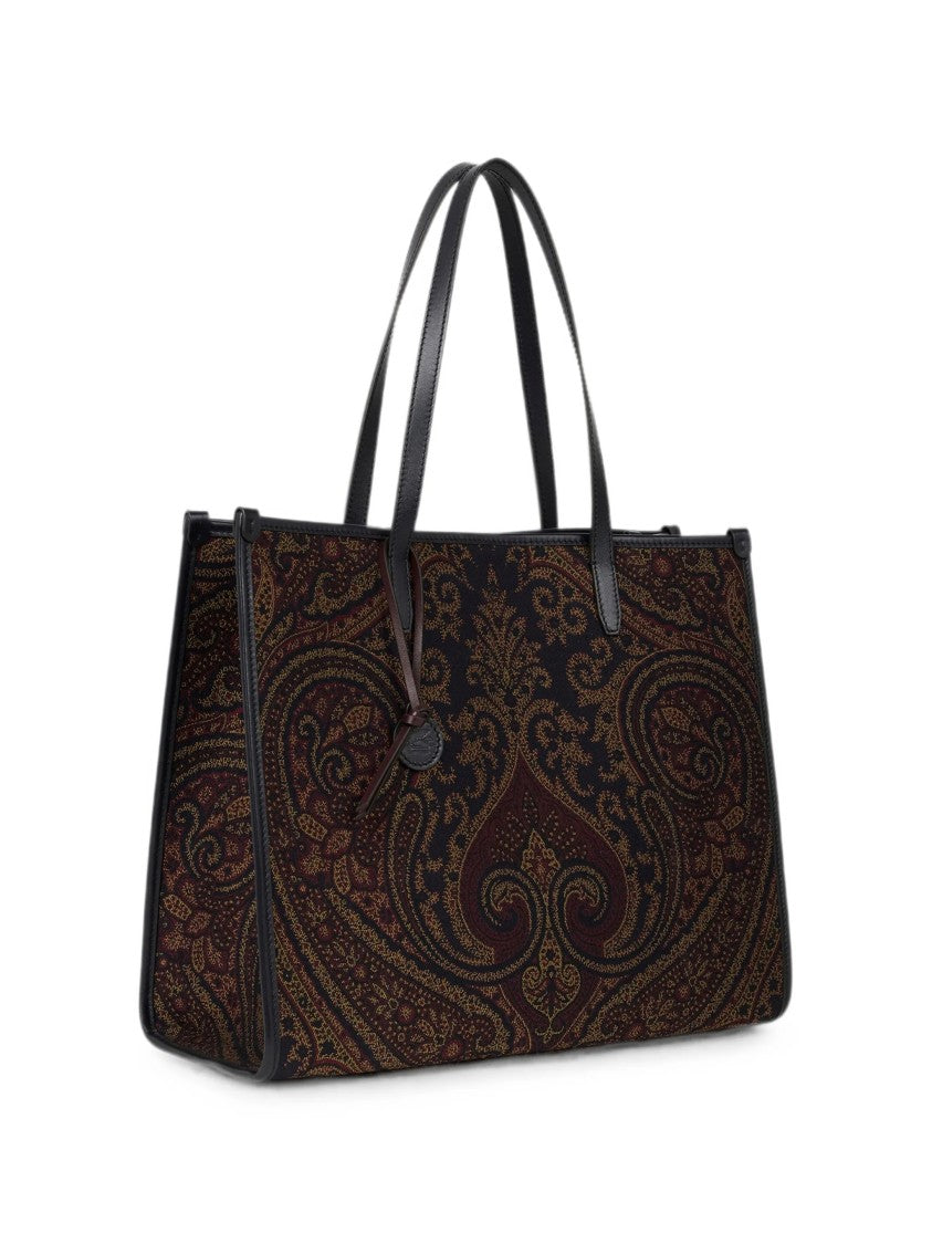 Etro Intricate Paisley Pattern Tote Bag With Leather Handles
