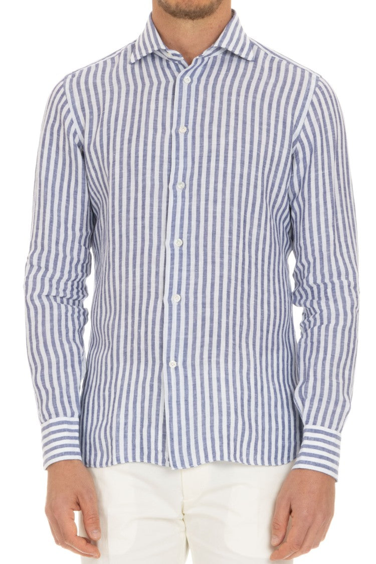 Borriello Pure Linen Striped Tailored Shirt