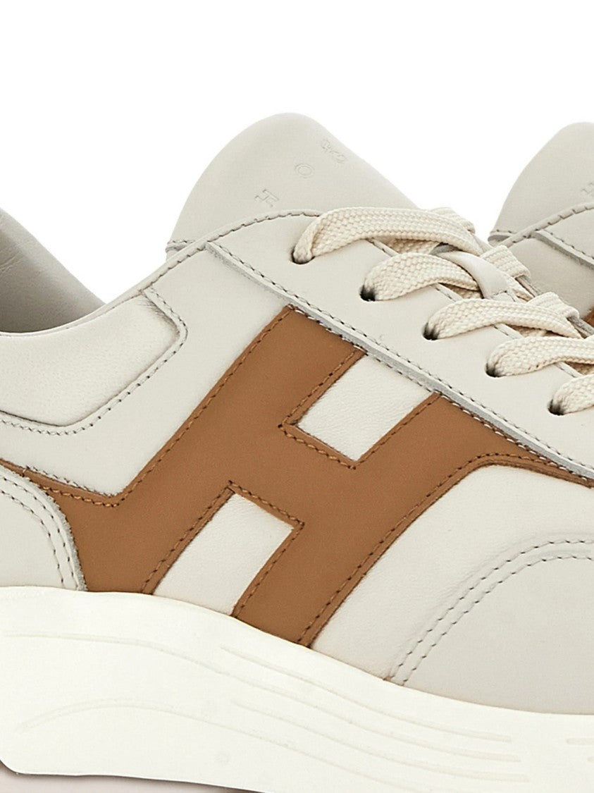 Hogan Beige Low-Top H Logo Cushioned Sneakers