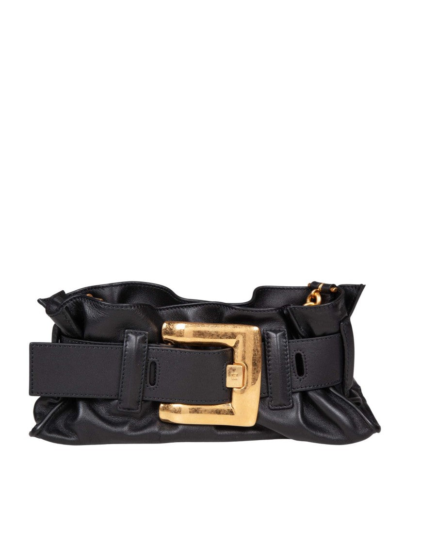 Balmain Anthem Mini Leather Handbag, Black