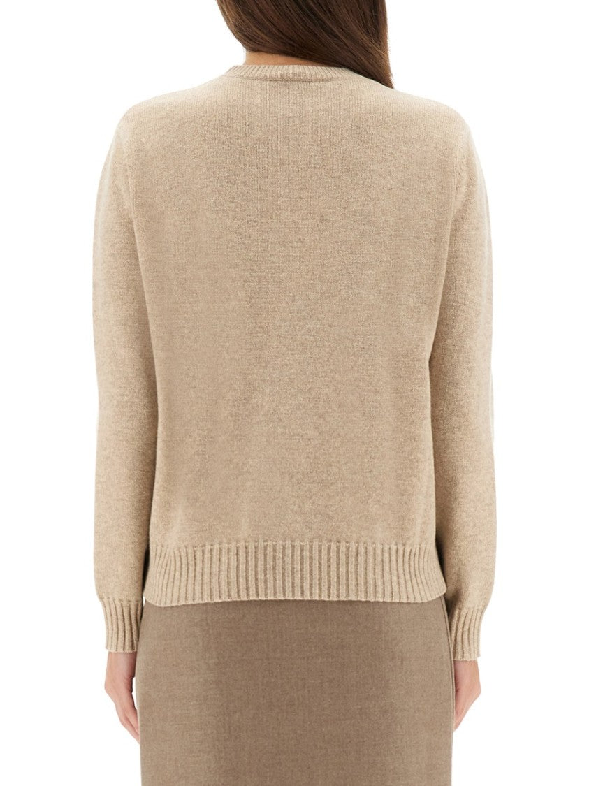 Max Mara Cashmere Crew Neck Sweater With Ribbed Detailing