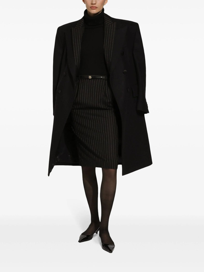 Dolce & Gabbana Black Cashmere Turtleneck Ribbed Accent Sweater