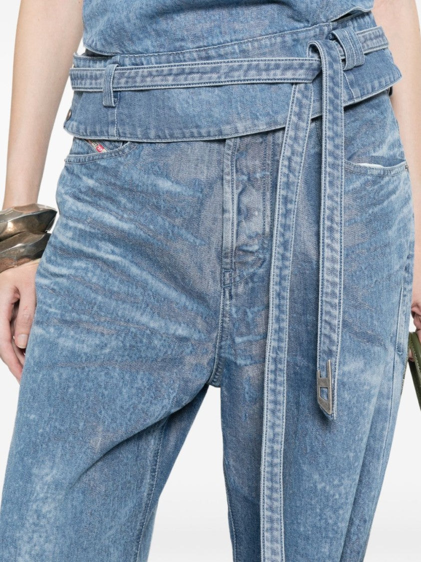 Diesel Denim Blue Silk And Nylon Jeans
